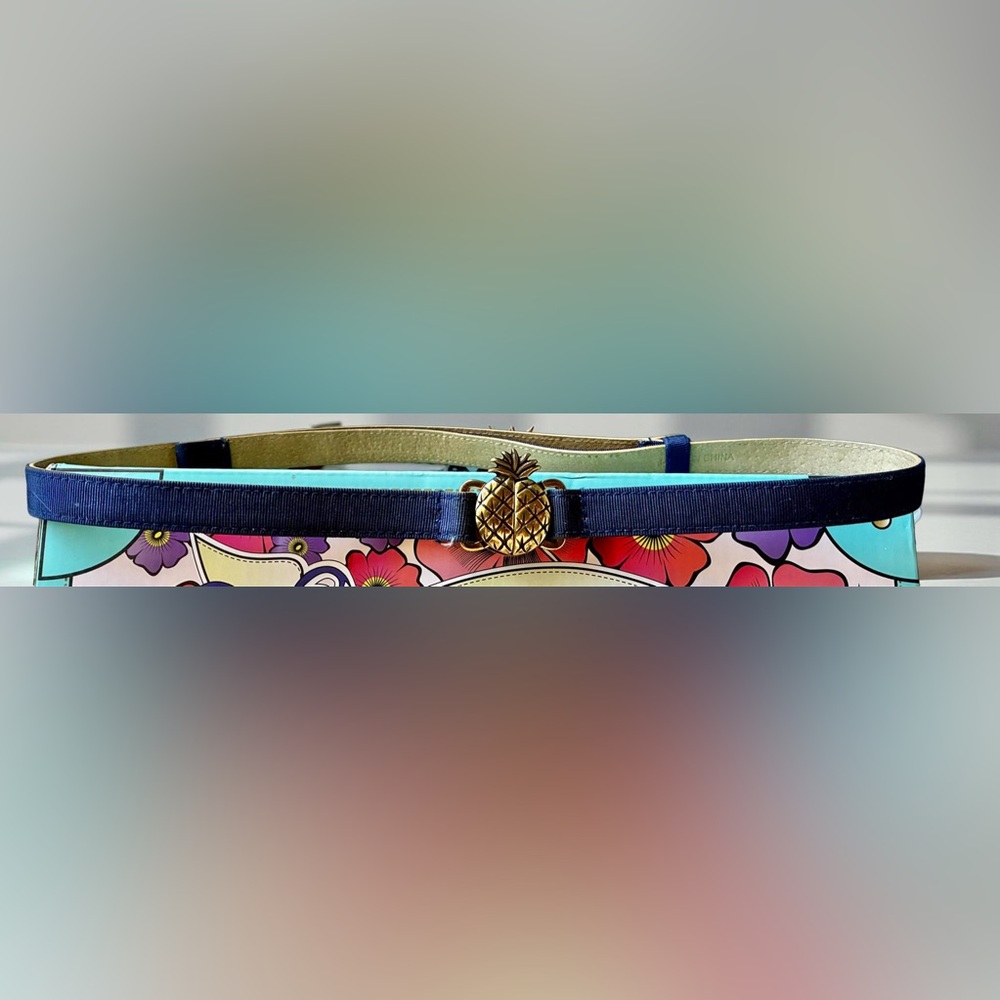 Gold Pineapple Adjustable Blue Belt - image 2